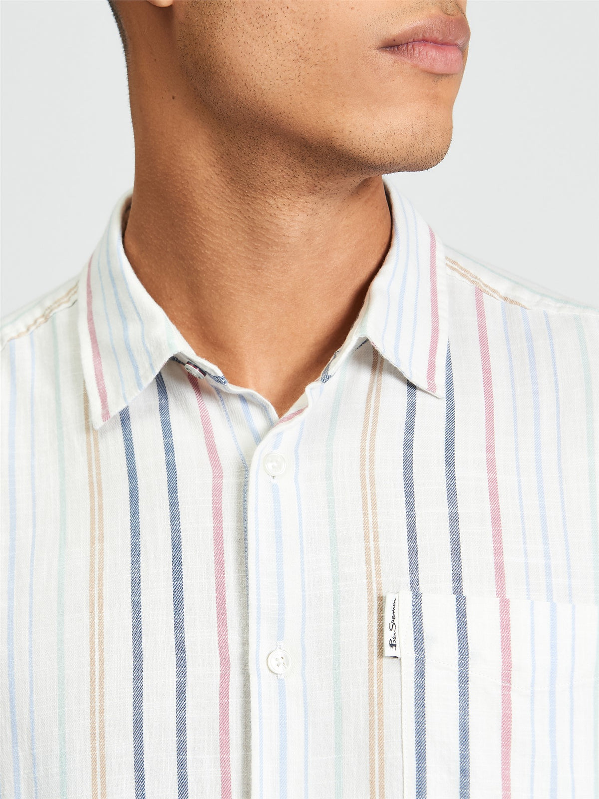 Ben Sherman - Texture Stripe SS Shirt - Snow White