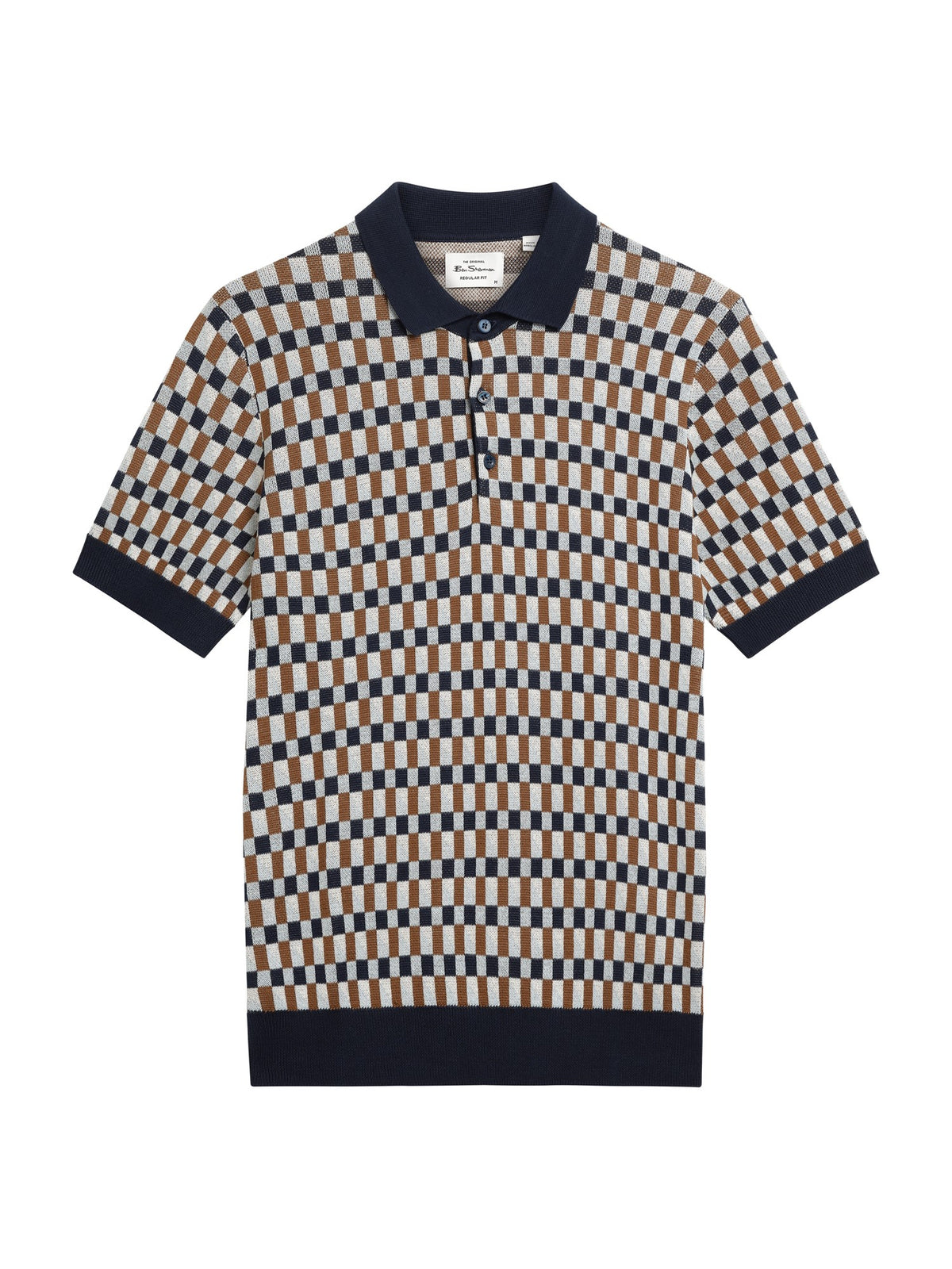 Ben Sherman - All Over Jacquard Knitted Polo - Dark Navy