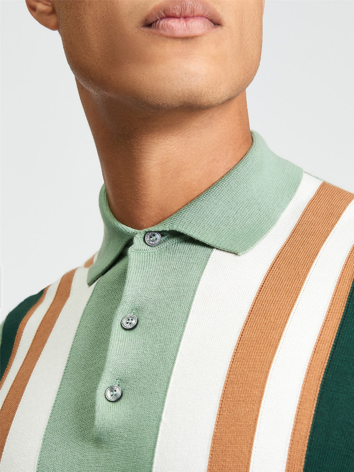 Ben Sherman - Vertical Stripe Knitted Polo - Sage
