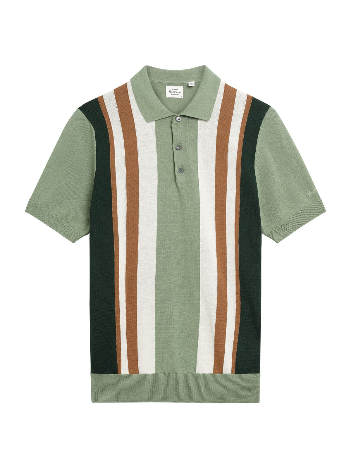 Ben Sherman - Vertical Stripe Knitted Polo - Sage