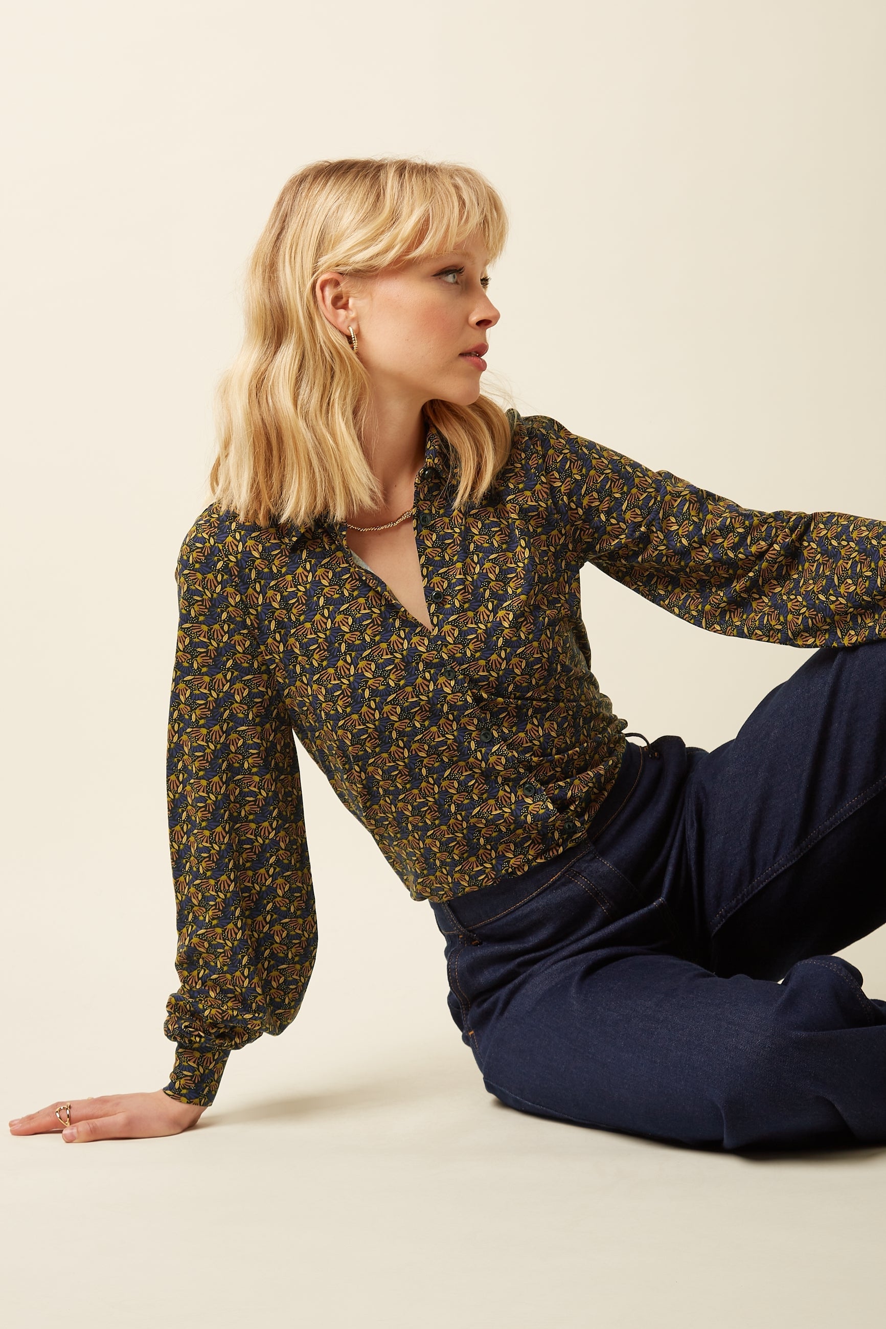 King Louie - Maisie Blouse Mirth Jersey - Rhodonite Blue