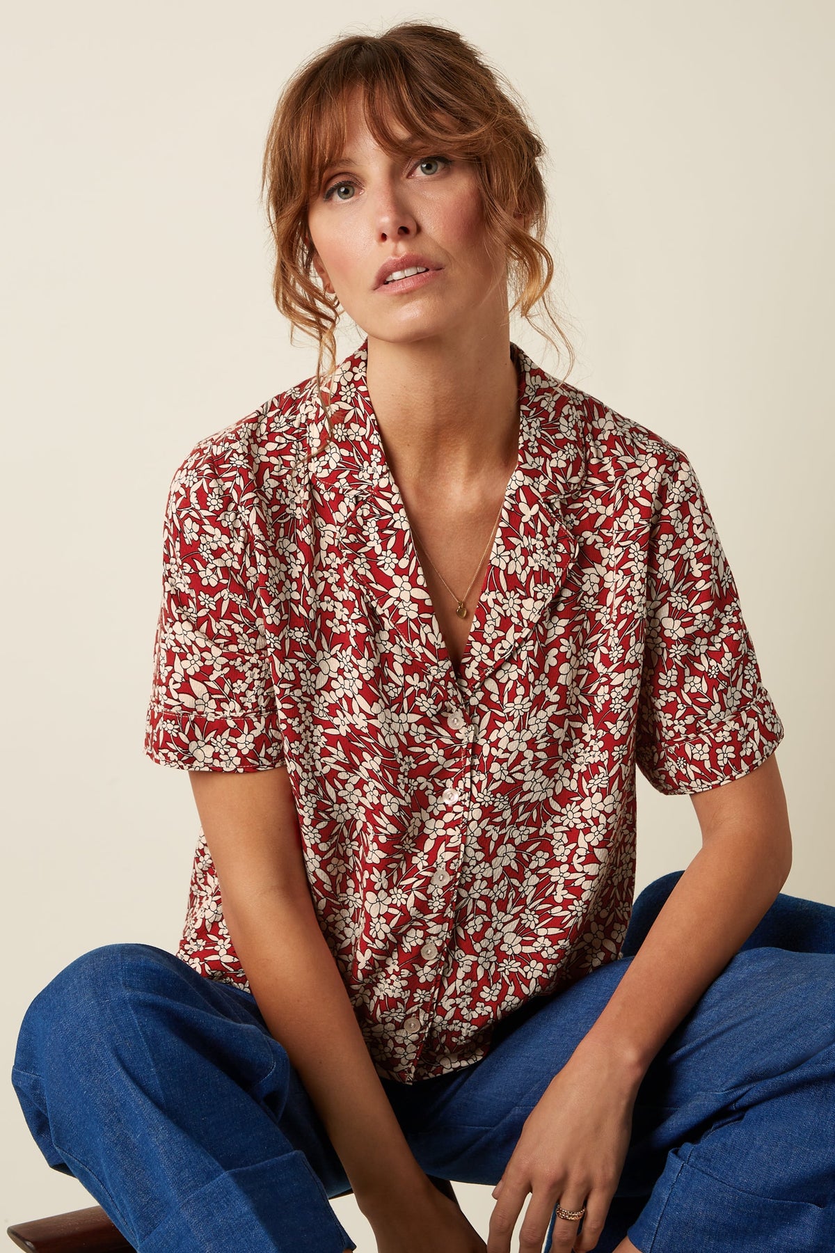 King Louie - Elsie Blouse Paradise - Chili Red