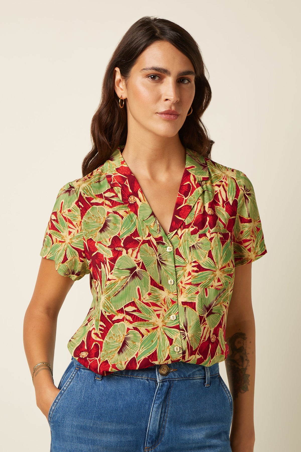 King Louie - Bella Blouse Rico - Fire Red