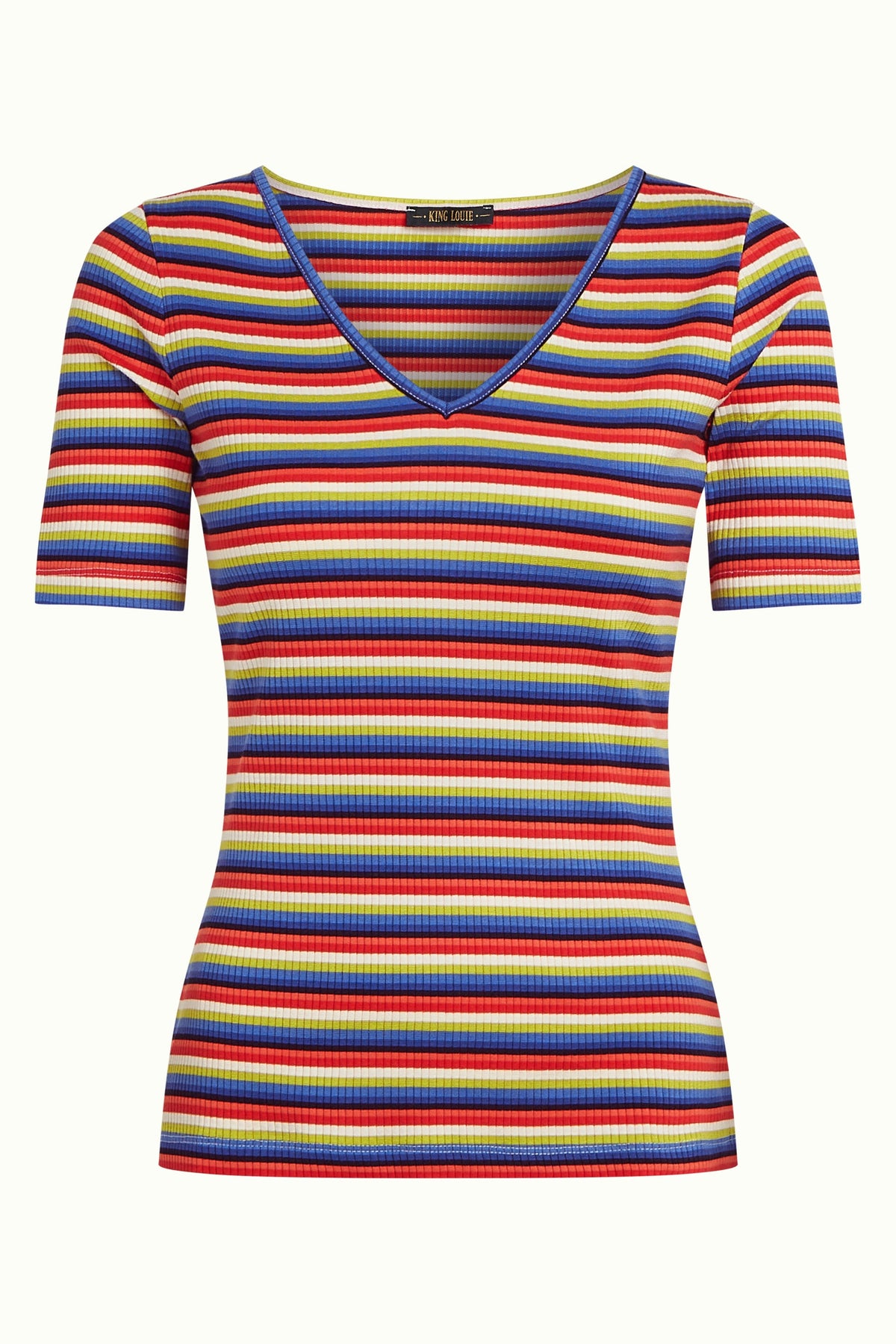 King Louie - Carice V-Neck Top Samui Stripe - Bluing
