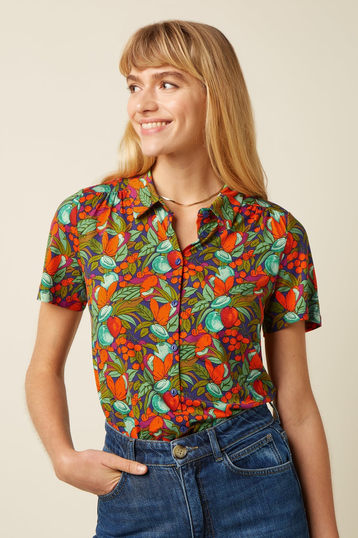 King Louie - Maisie Blouse Puerto - Strong Blue