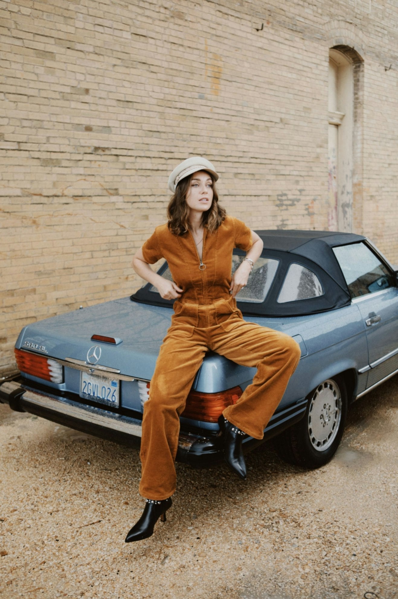 Brixton - Utility Jumpsuit - Golden Brown Cord