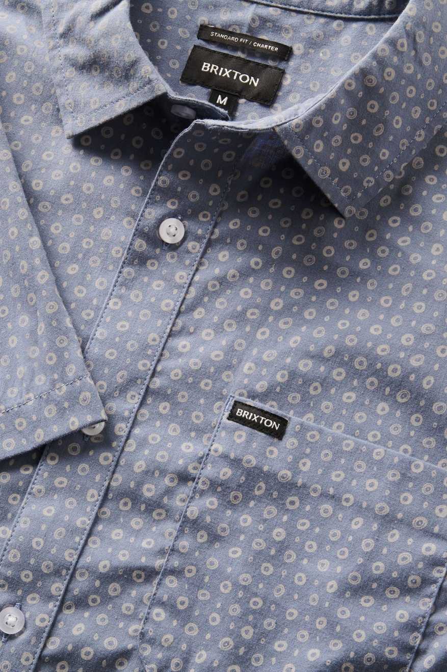 Brixton - Charter Print SS Shirt - Flint Stone Blue Micro