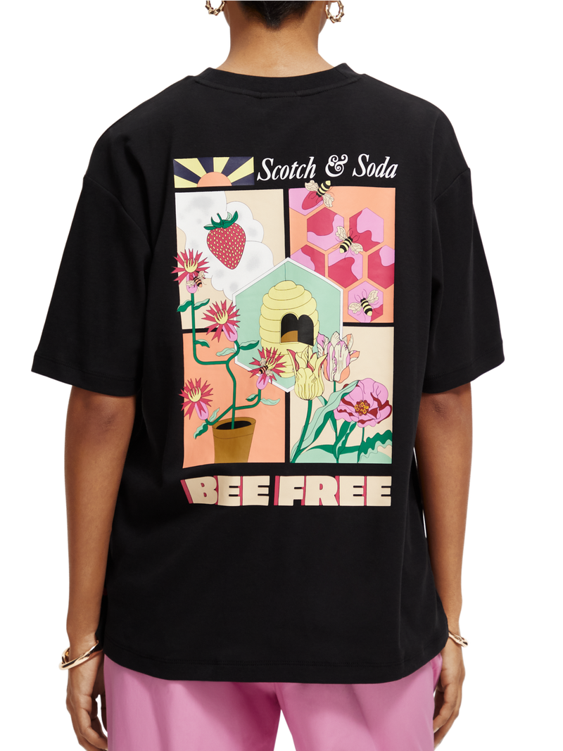 Maison Scotch - Loose Fit Bee-Free Graphic Tee - Black