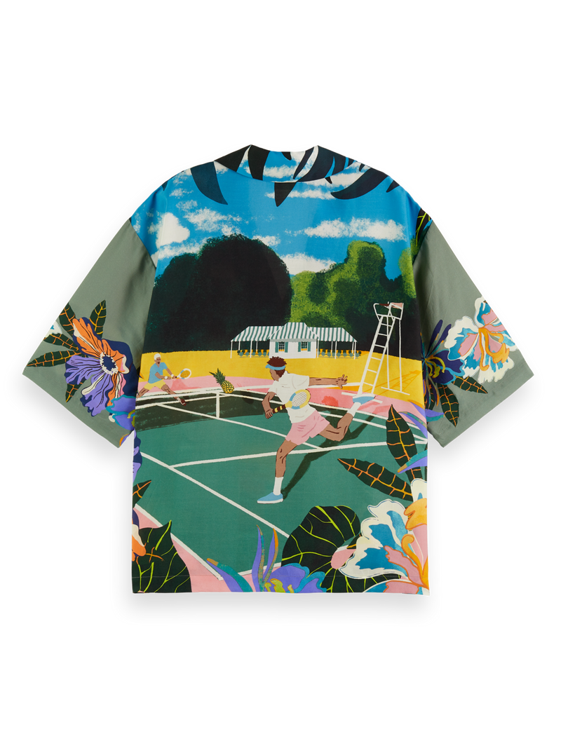 Maison Scotch - Printed Camp SS Shirt - Green Tennis