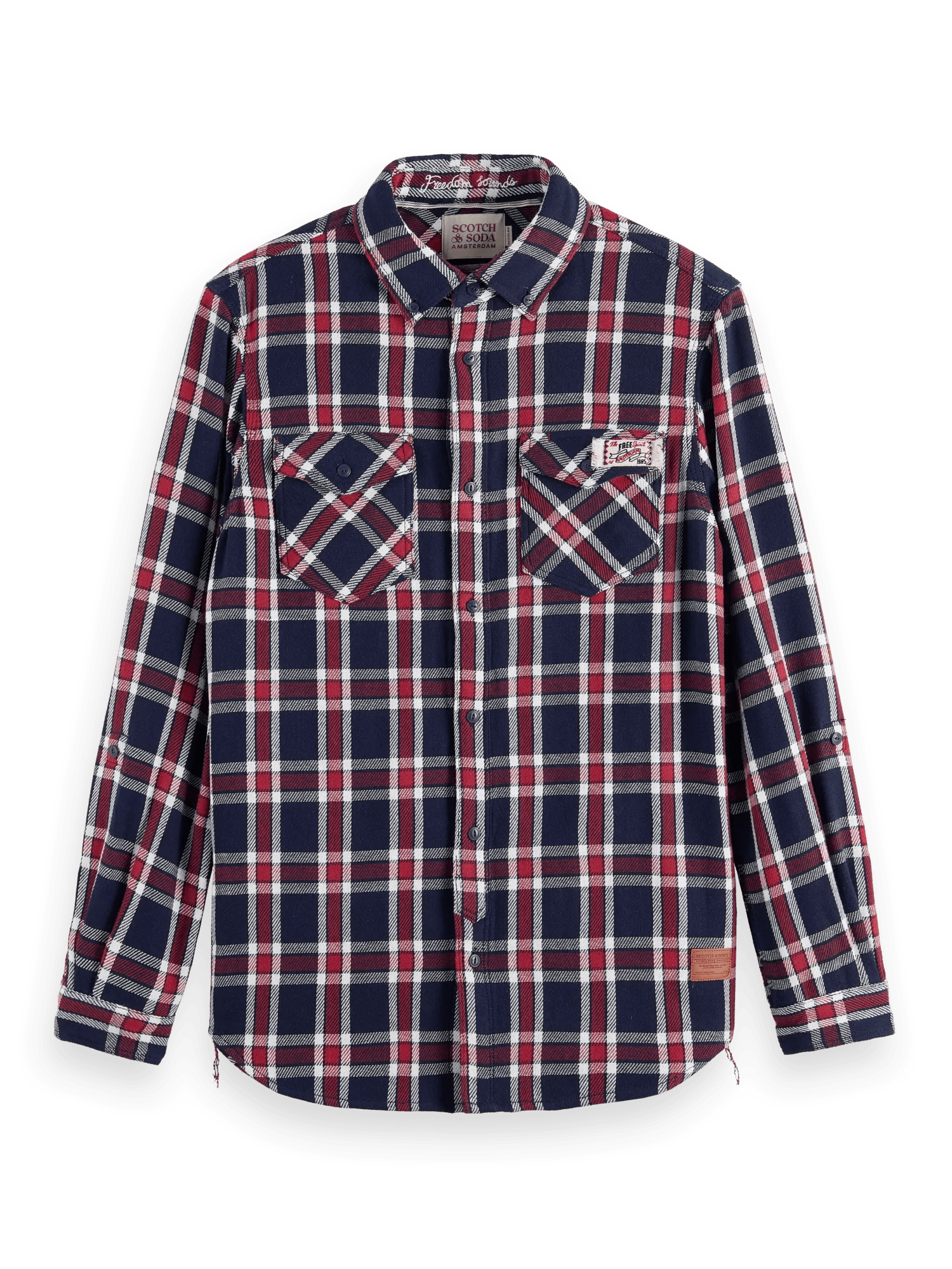 Scotch & Soda - Double-Face Twill Check Shirt - Red Blue Check