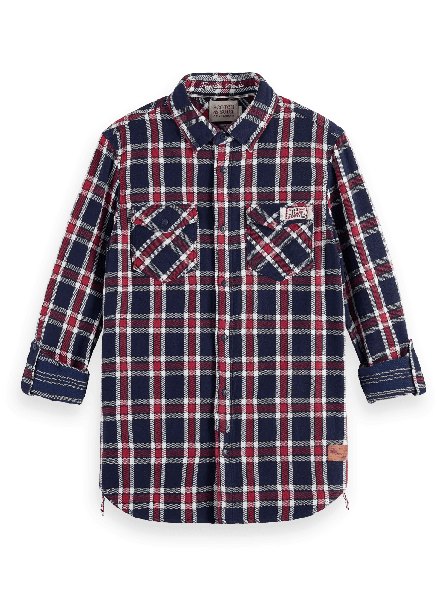 Scotch & Soda - Double-Face Twill Check Shirt - Red Blue Check