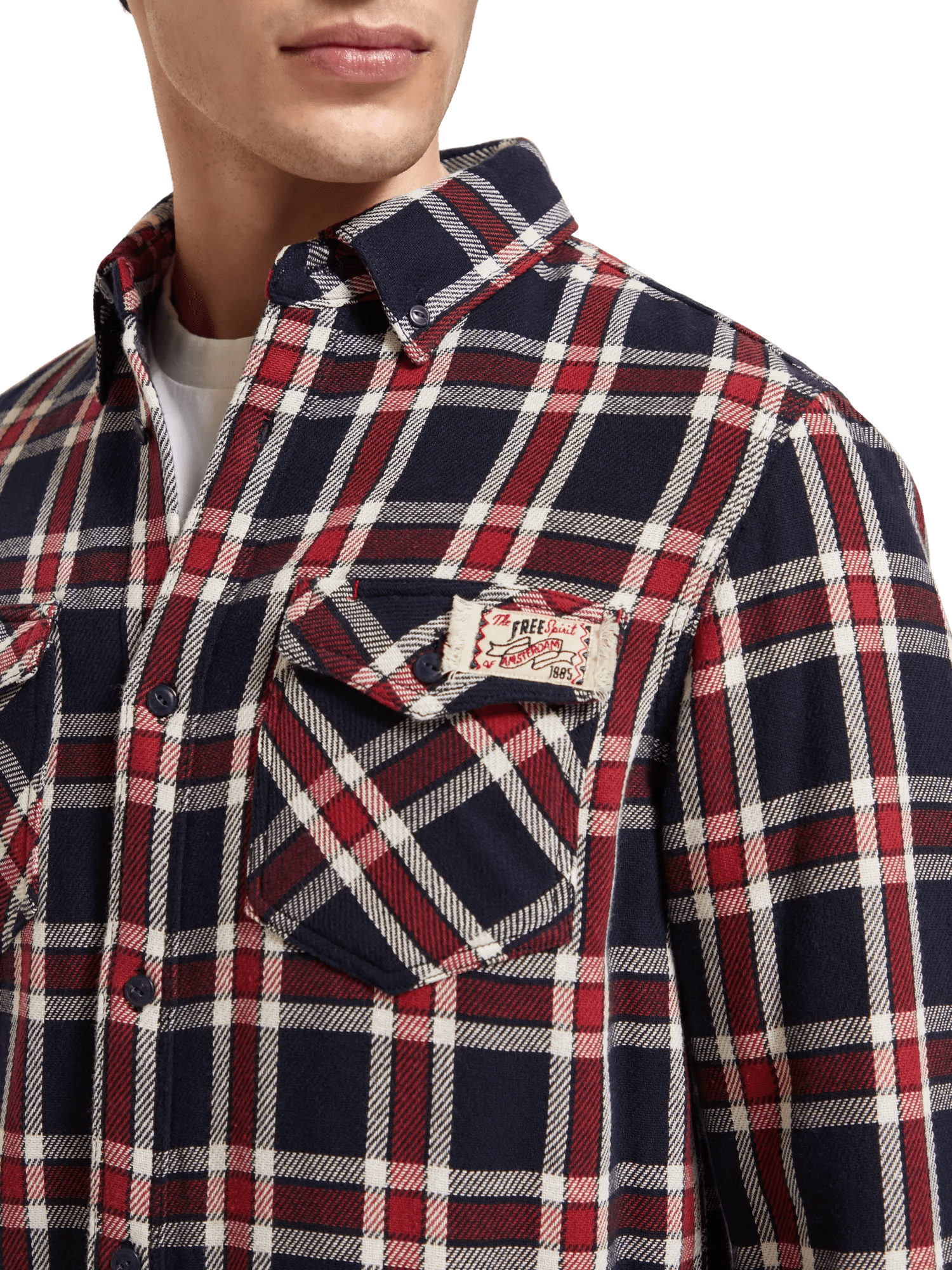 Scotch & Soda - Double-Face Twill Check Shirt - Red Blue Check