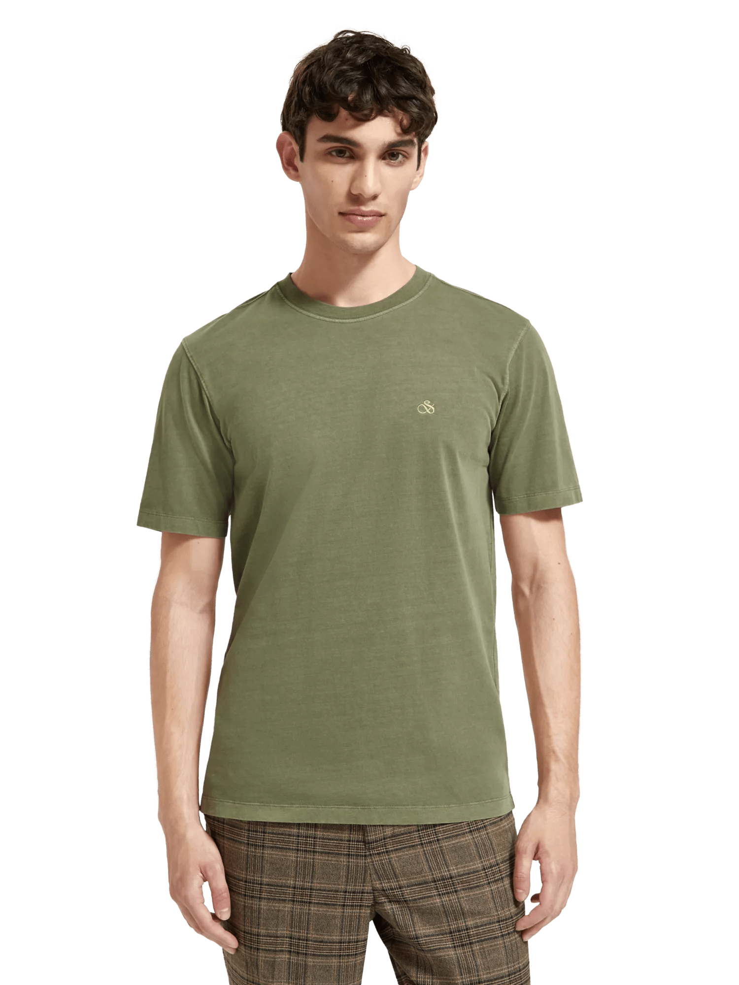 Scotch & Soda - Regular Fit Garment-Dyed Logo Tee - Army