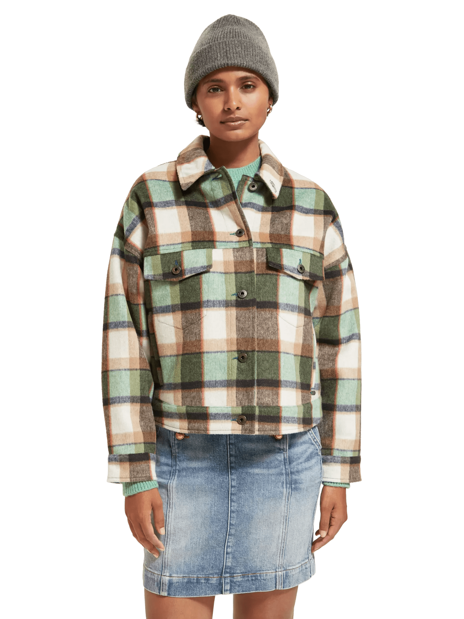 Maison Scotch - Wool-Blended Checked Jacket - Frozen Mint Check