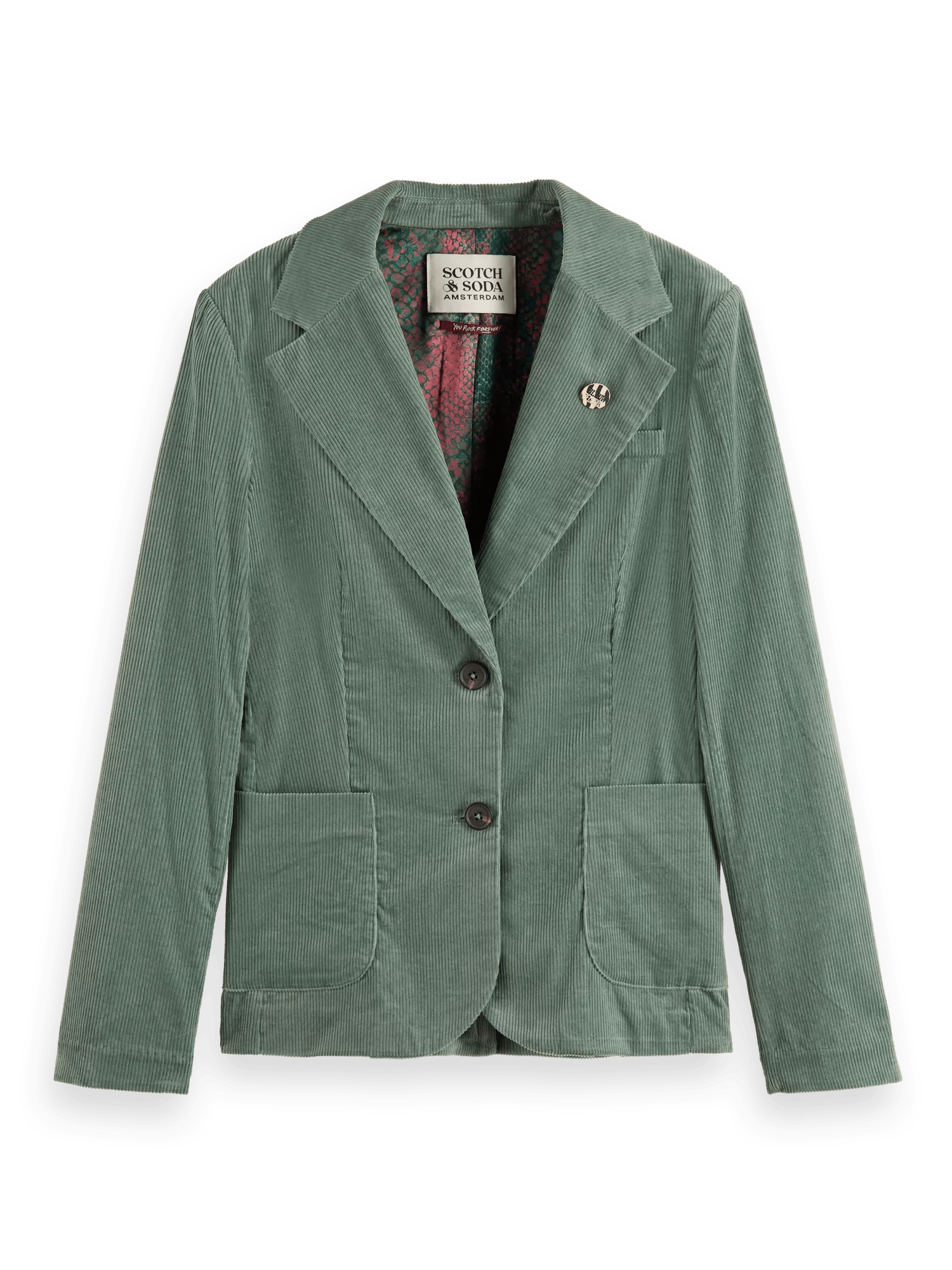 Maison Scotch - Single-Breasted Corduroy Blazer - Sea Weed