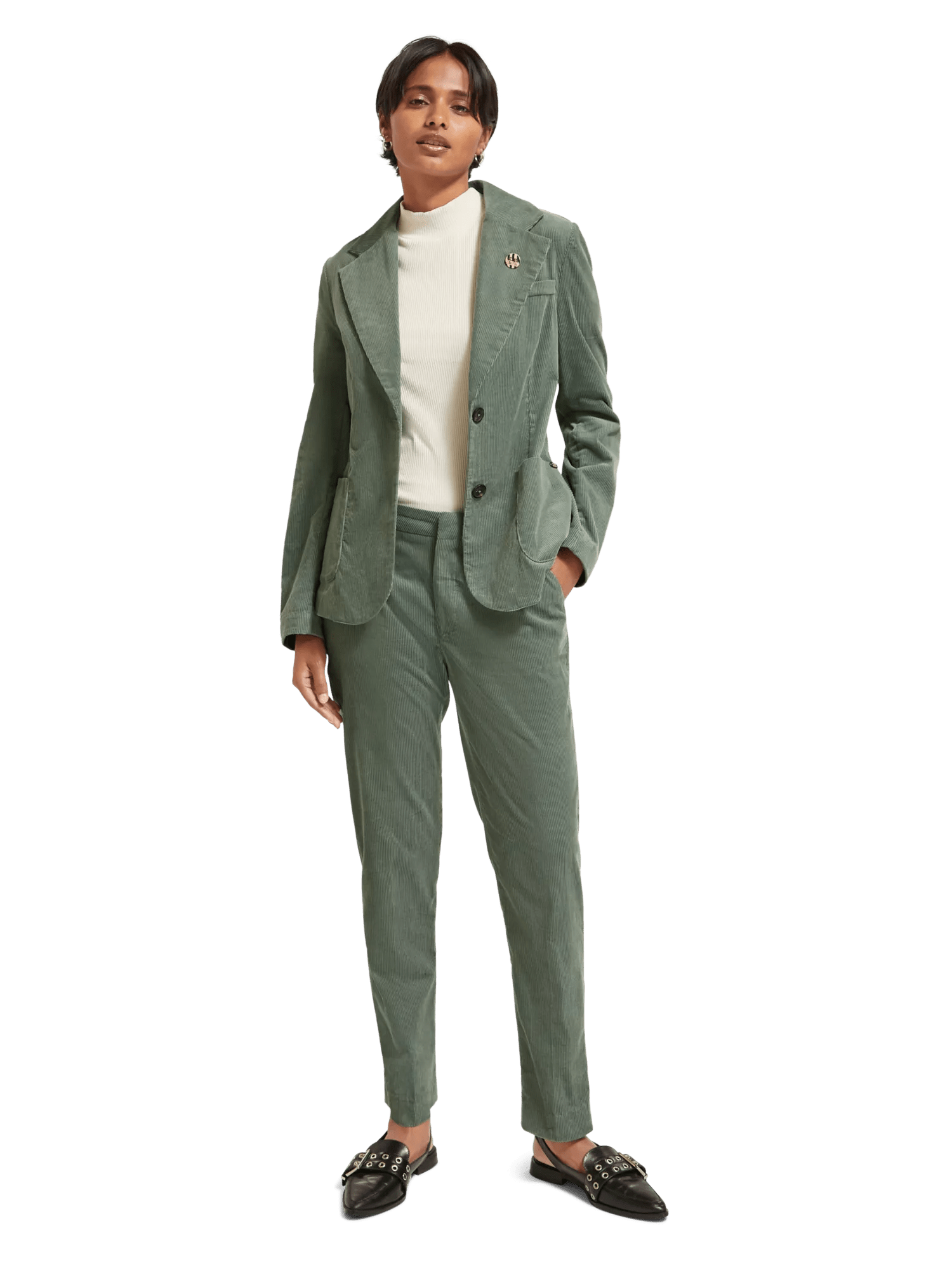 Maison Scotch - Single-Breasted Corduroy Blazer - Sea Weed