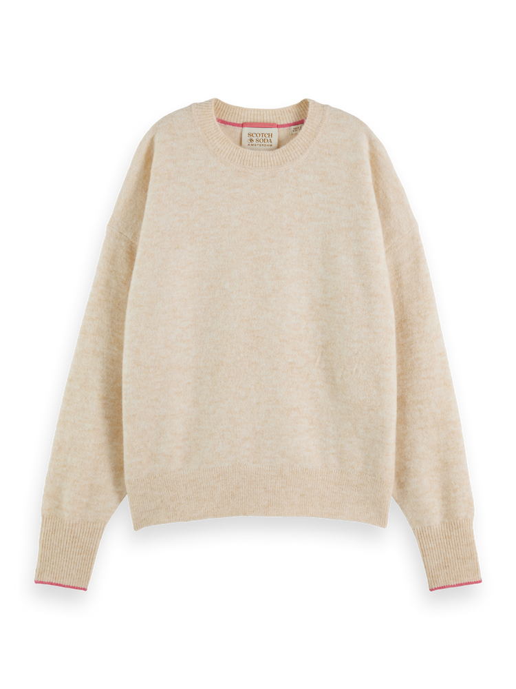 Maison Scotch - Fuzzy Crew Neck Pullover - Sand Melange