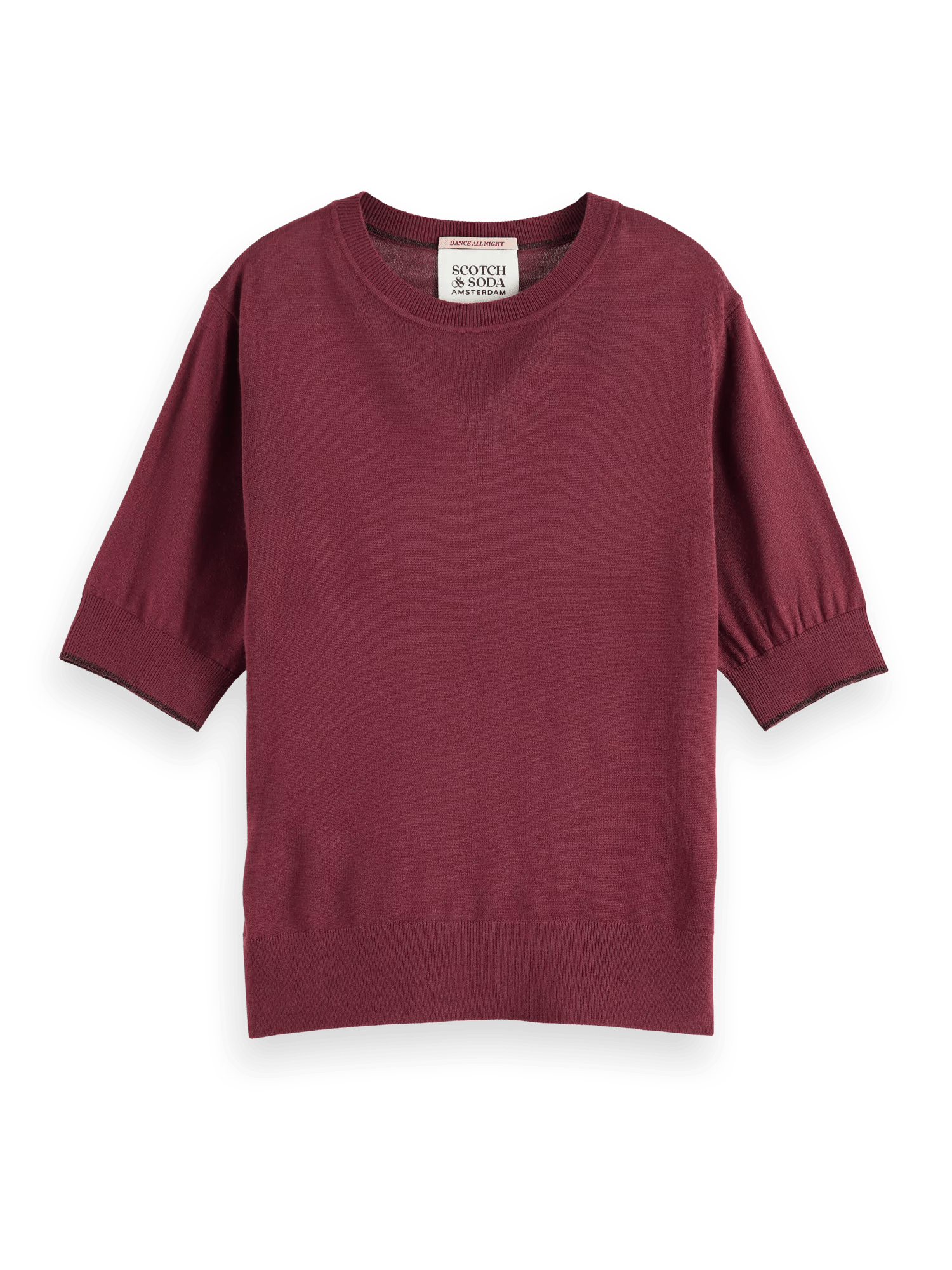 Maison Scotch - Short Sleeved Crewneck Sweater - Bordeaux