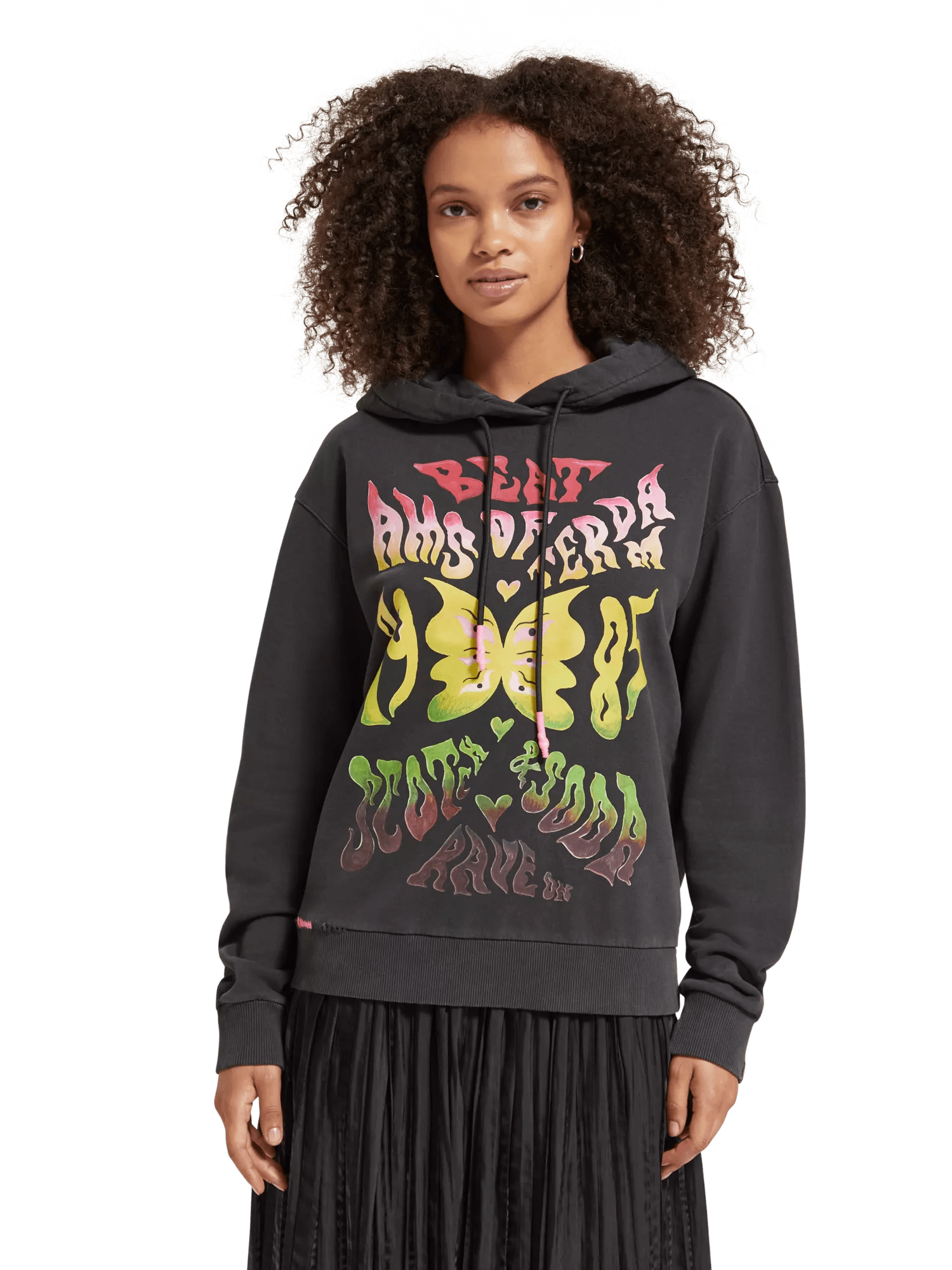 Maison Scotch - Relaxed Fit Graphic Hoodie - Evening Black