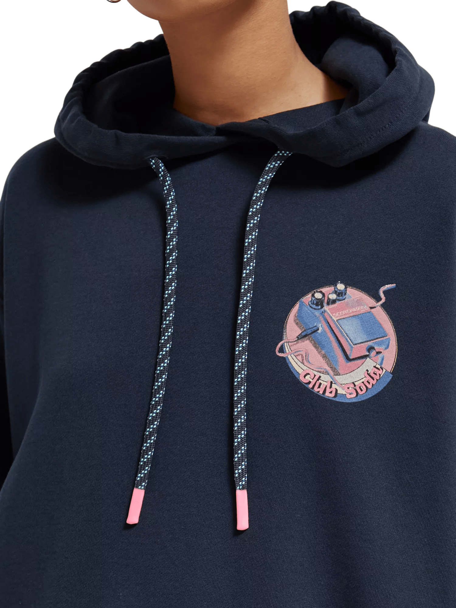 Maison Scotch - Relaxed Fit Graphic Hoodie - Navy