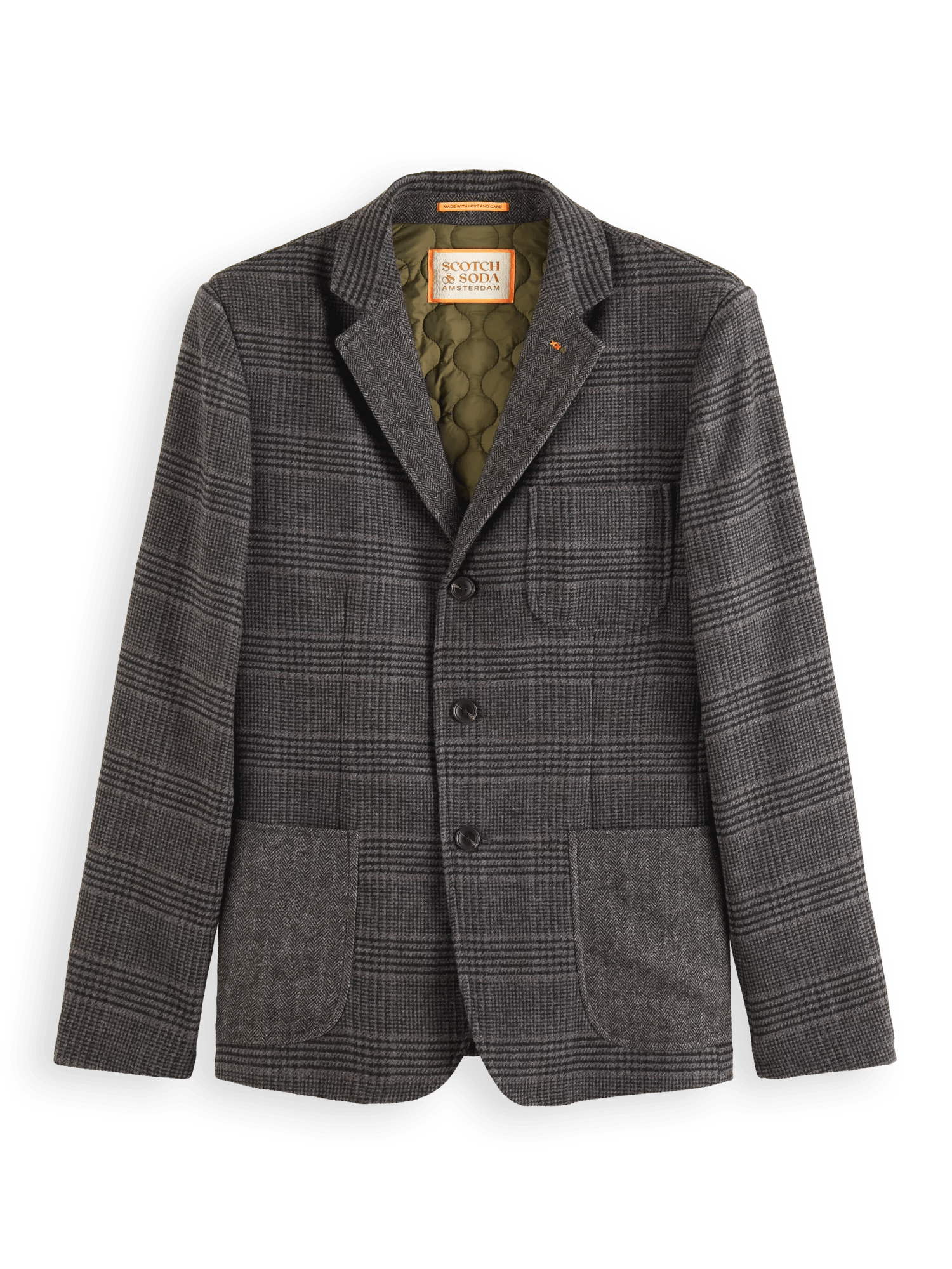 Scotch & Soda - Single-Breasted Wool-Blend Blazer - Black Grey Check