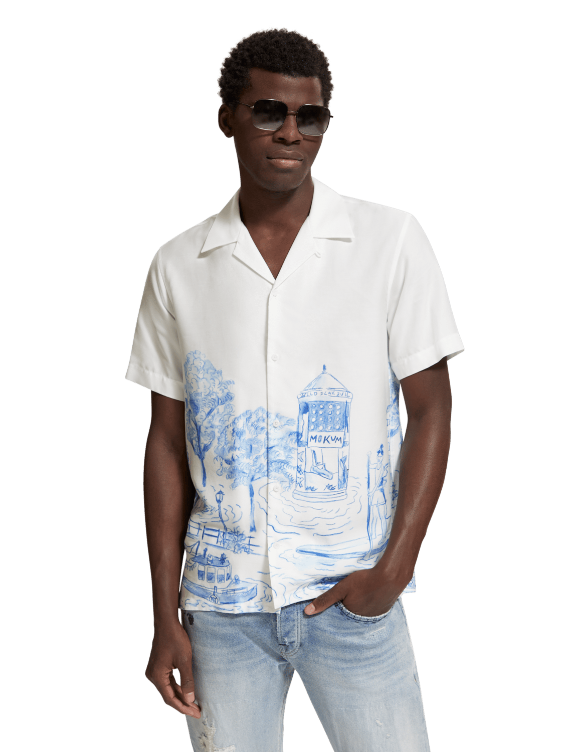 Scotch & Soda - Boat Printed SS Shirt - Canal Boats AOP