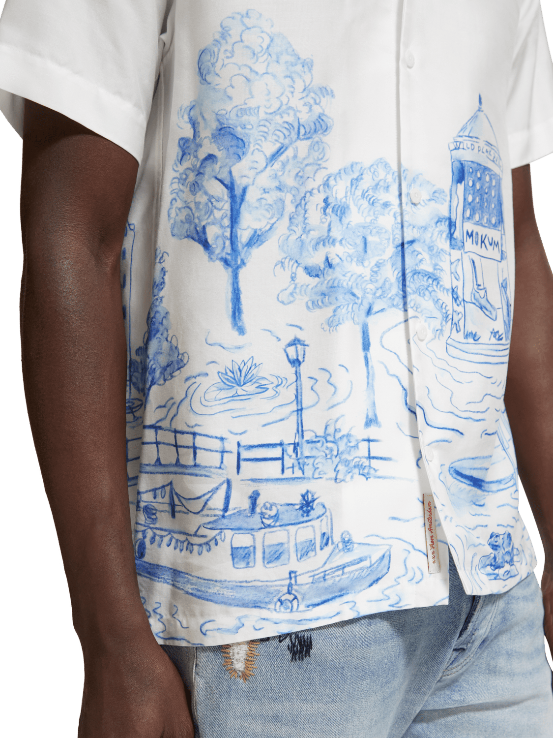 Scotch & Soda - Boat Printed SS Shirt - Canal Boats AOP