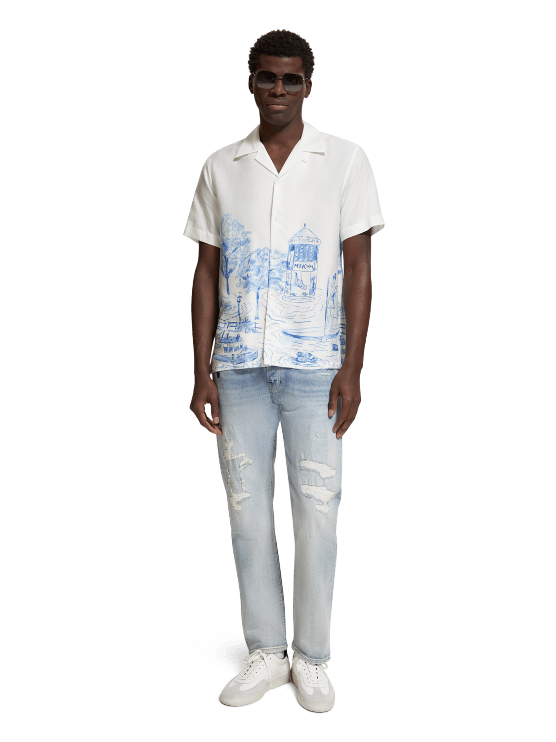 Scotch & Soda - Boat Printed SS Shirt - Canal Boats AOP