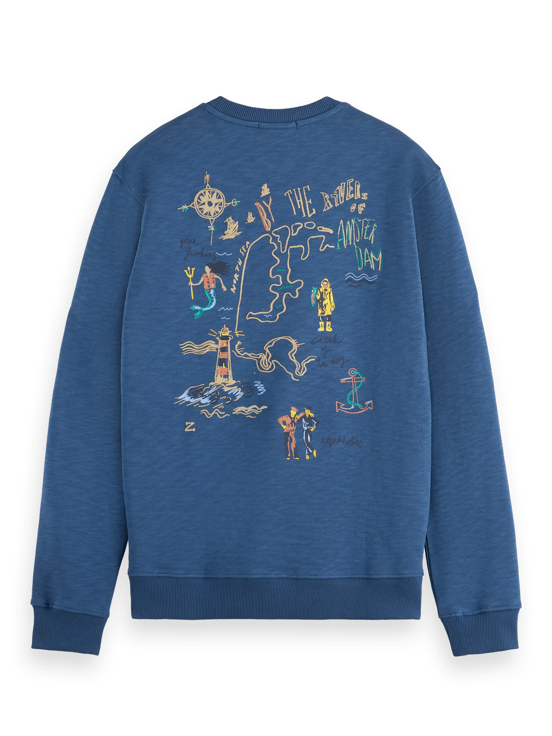 Scotch & Soda - Graphic Crewneck Sweatshirt - Ocean Blue