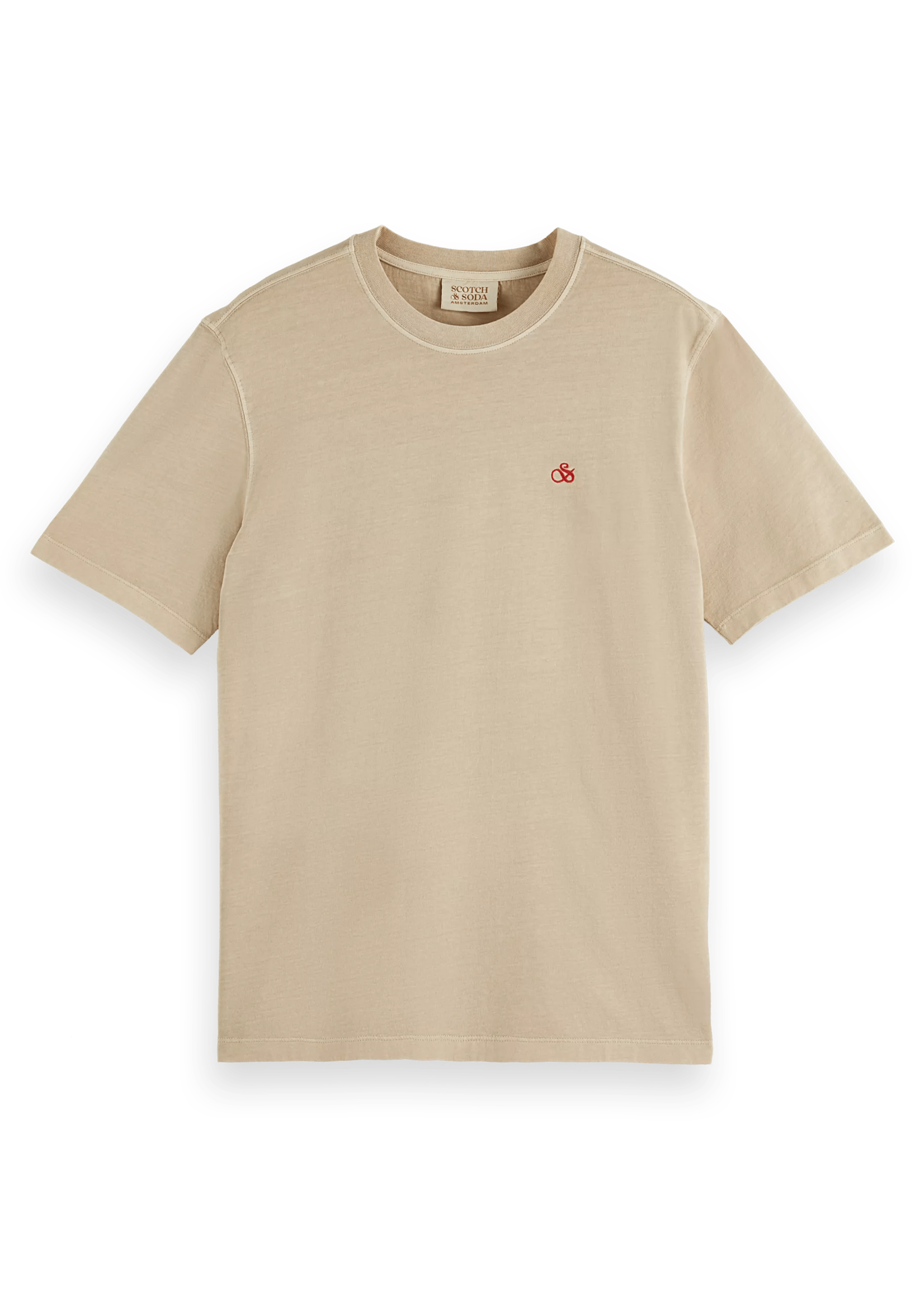 Scotch & Soda - Garment-Dyed Logo Tee - Pebble