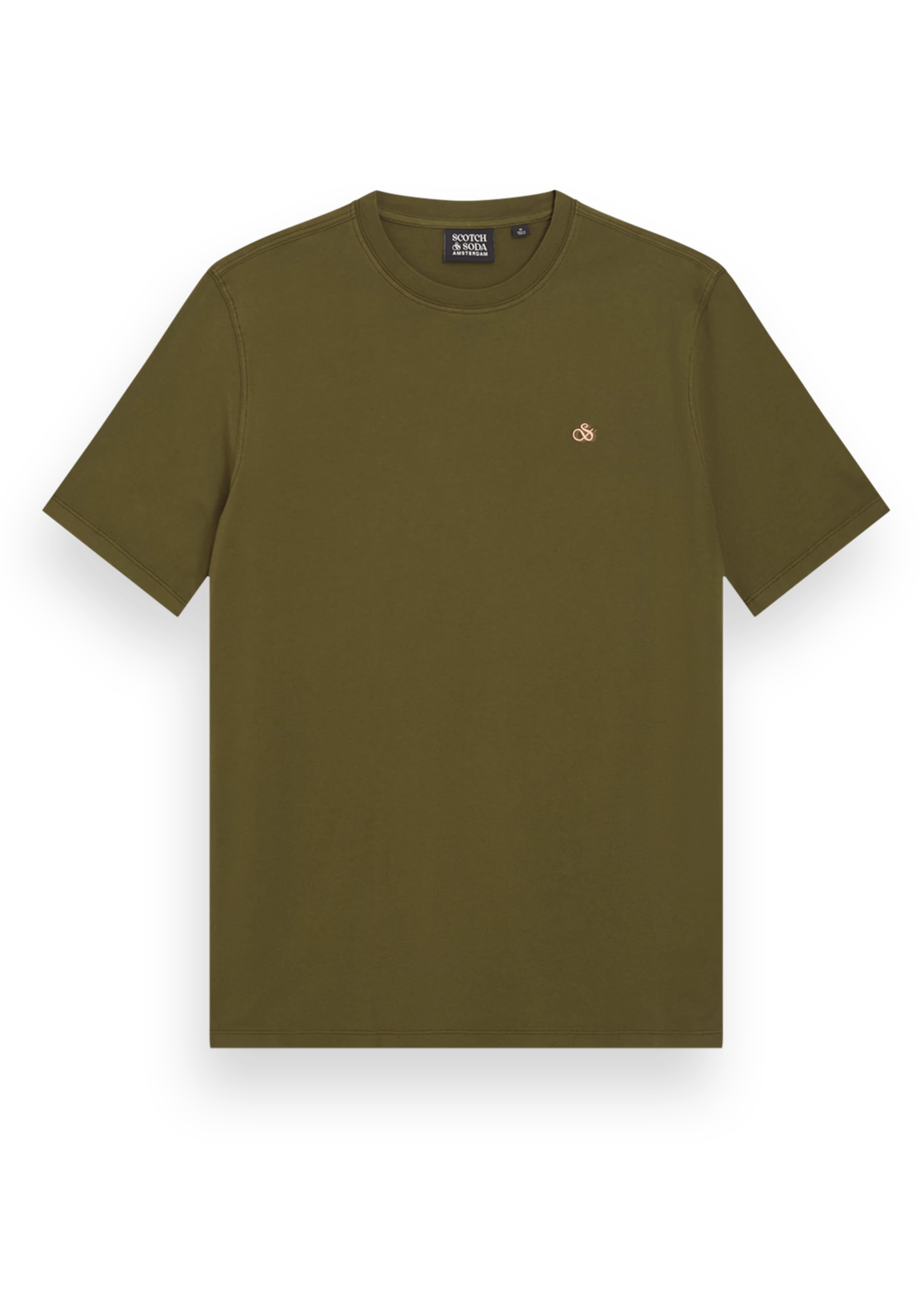 Scotch & Soda - Garment-Dyed Logo Tee - Algae