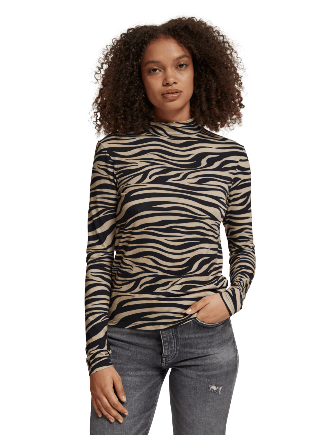 Maison Scotch - All Over Printed LS Tee - Tiger