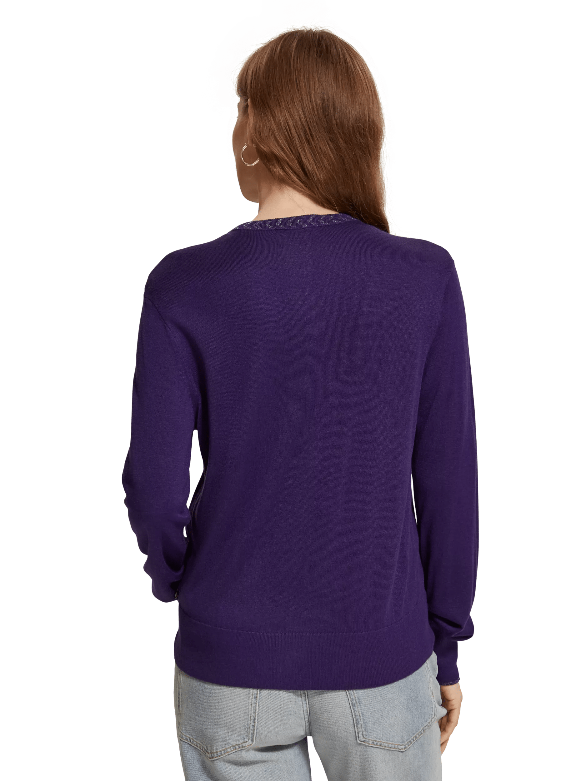 Maison Scotch - Crewneck Jacquard Cardigan - Aubergine