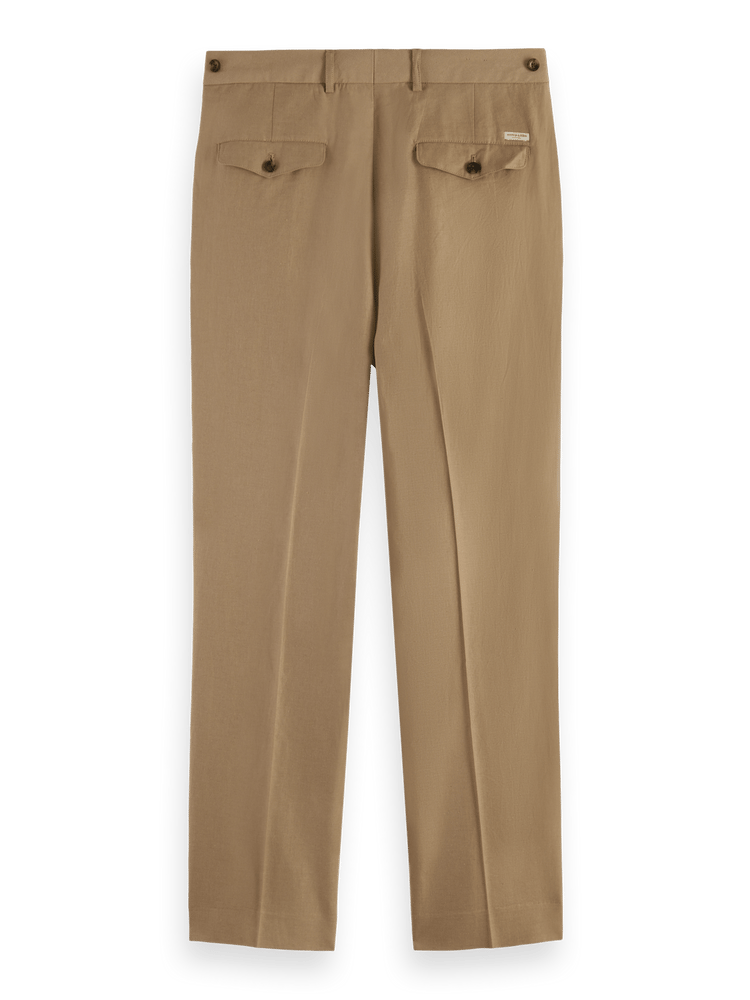 Scotch & Soda - Straight Pleated Linen Blend Chino - Seastone