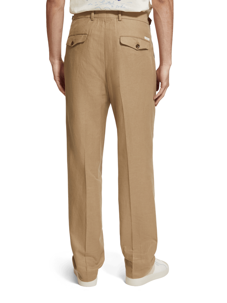 Scotch & Soda - Straight Pleated Linen Blend Chino - Seastone