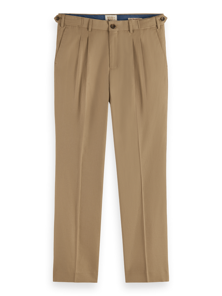 Scotch & Soda - Straight Pleated Linen Blend Chino - Seastone