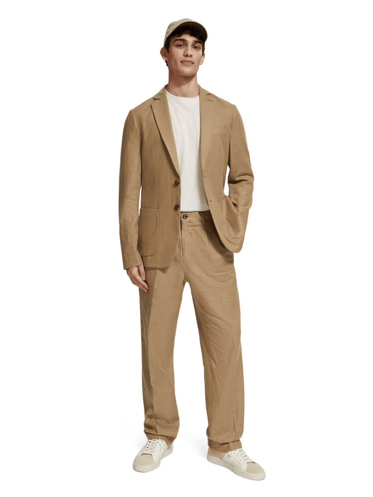 Scotch & Soda - Straight Pleated Linen Blend Chino - Seastone