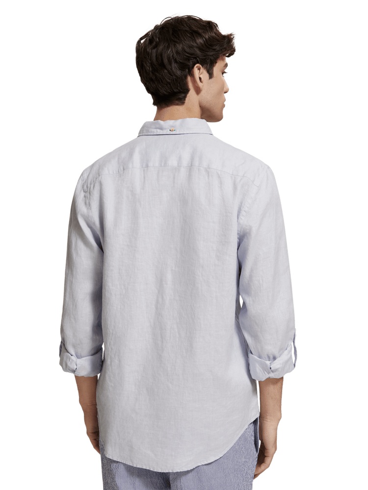 Scotch & Soda - Linen Button Down Shirt - Shirt Blue