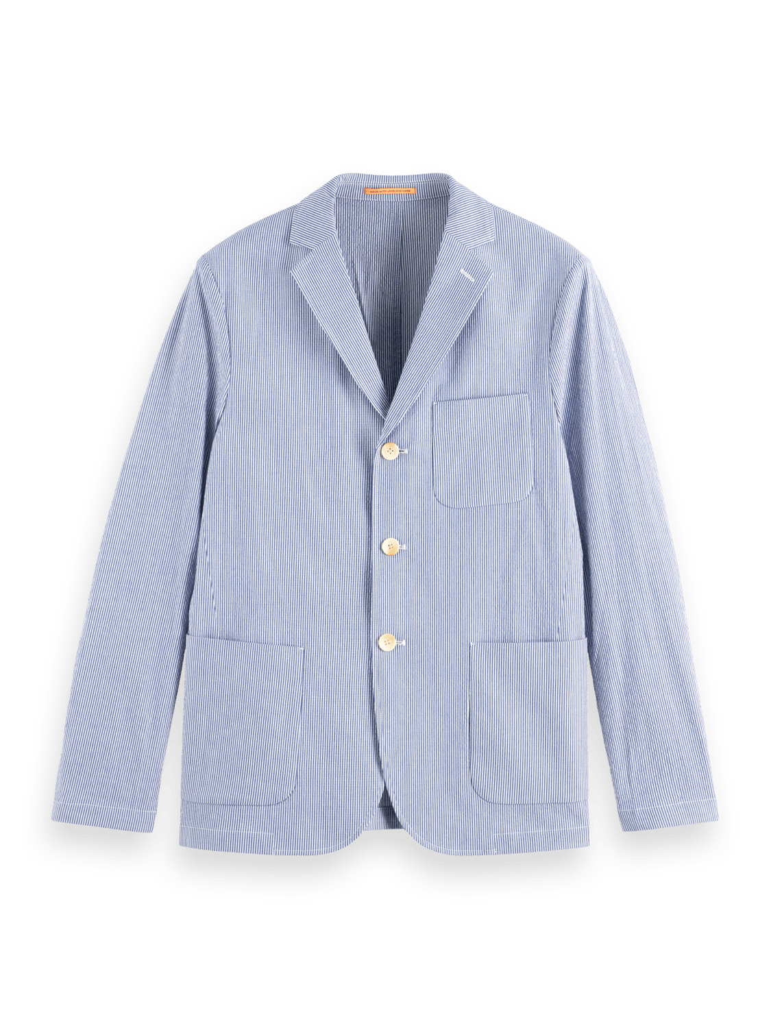 Scotch & Soda - Unconstructed Striped Seersucker Blazer - Ecru Navy Stripe