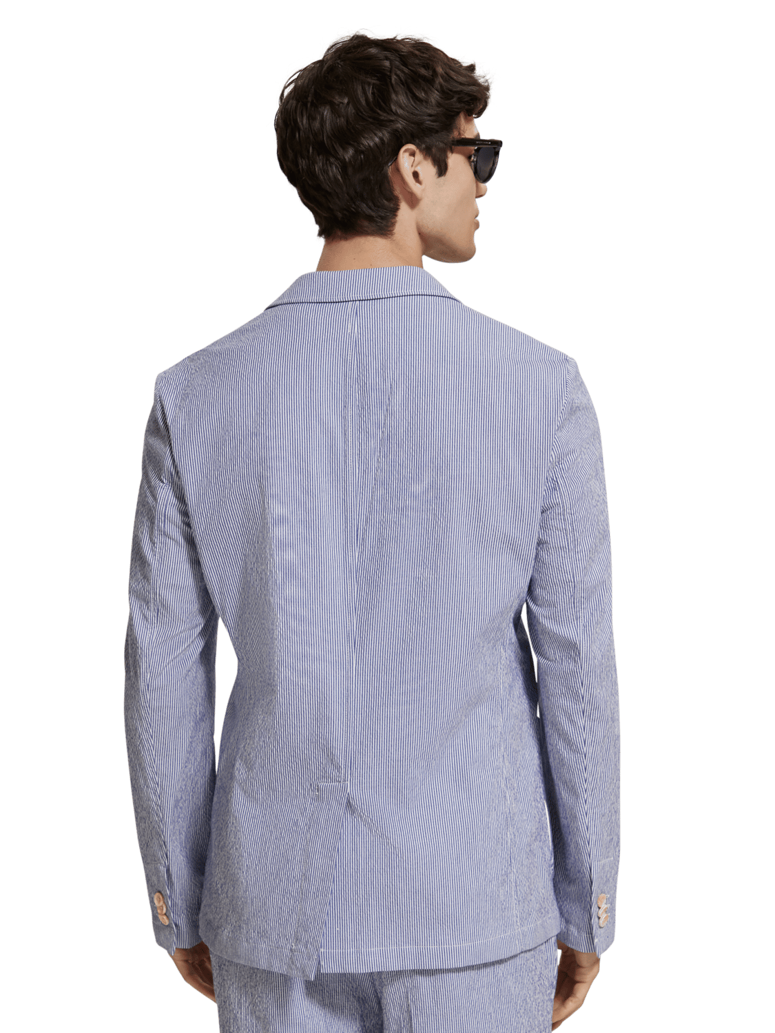 Scotch & Soda - Unconstructed Striped Seersucker Blazer - Ecru Navy Stripe