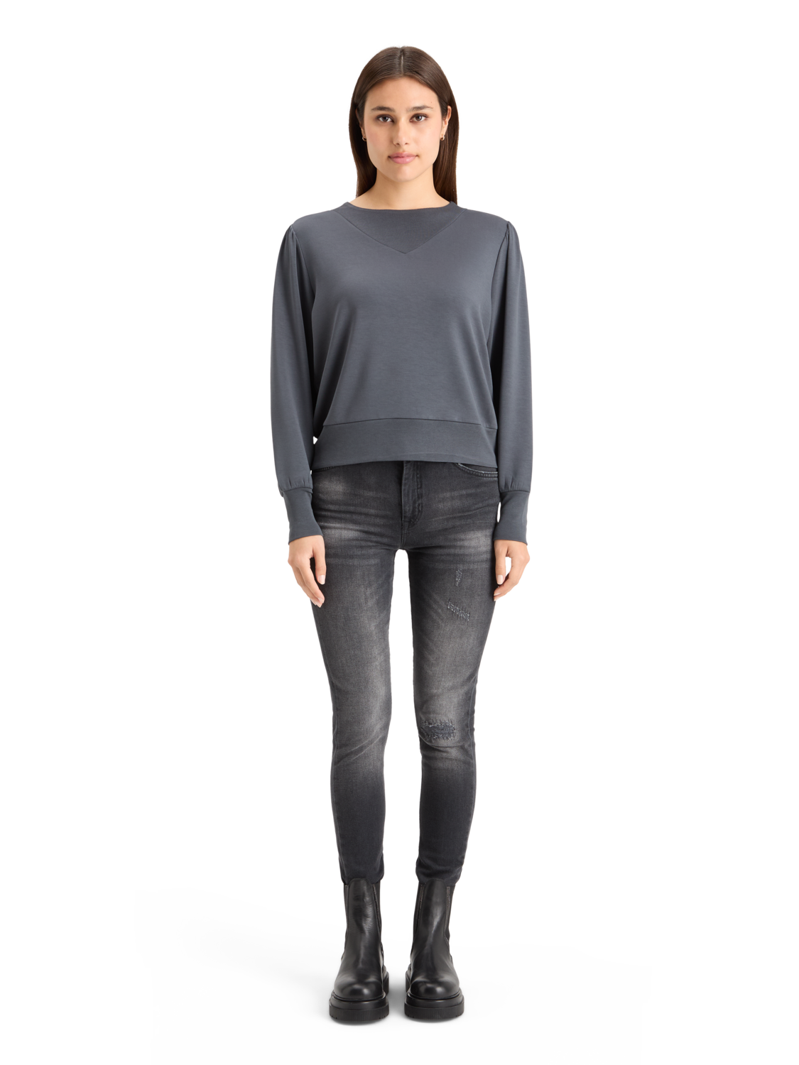 Maison Scotch - Ruched Yoke Seam Modal Sweatshirt - Antra