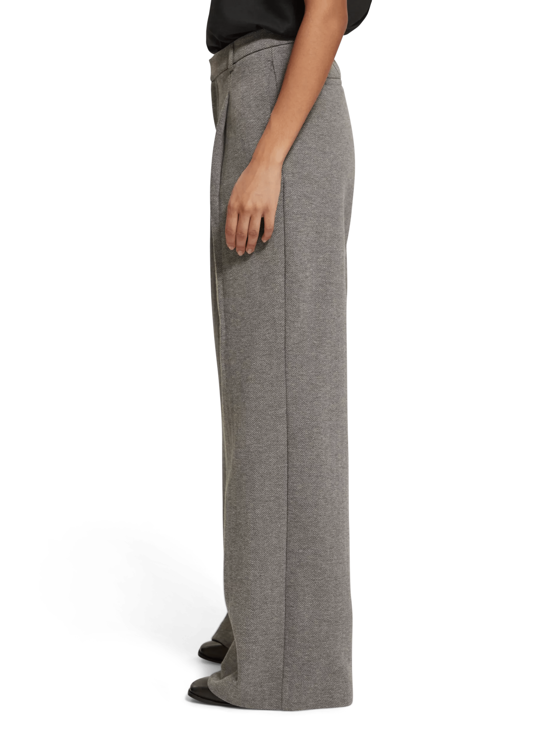 Maison Scotch - Rose High Rise Wide Leg Trousers - Charcoal Melange