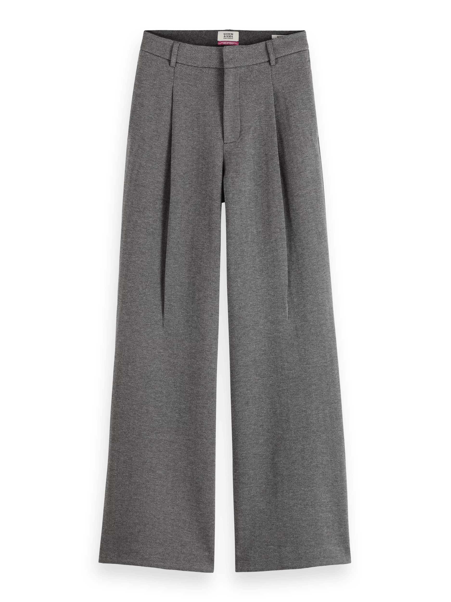 Maison Scotch - Rose High Rise Wide Leg Trousers - Charcoal Melange