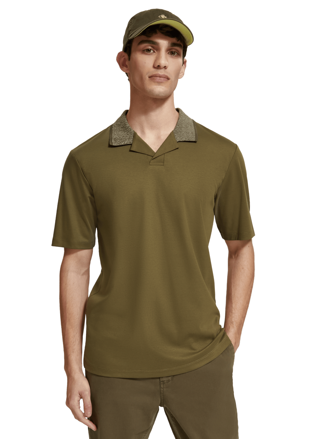 Scotch & Soda - Melange Contrast Collar Polo - Algae