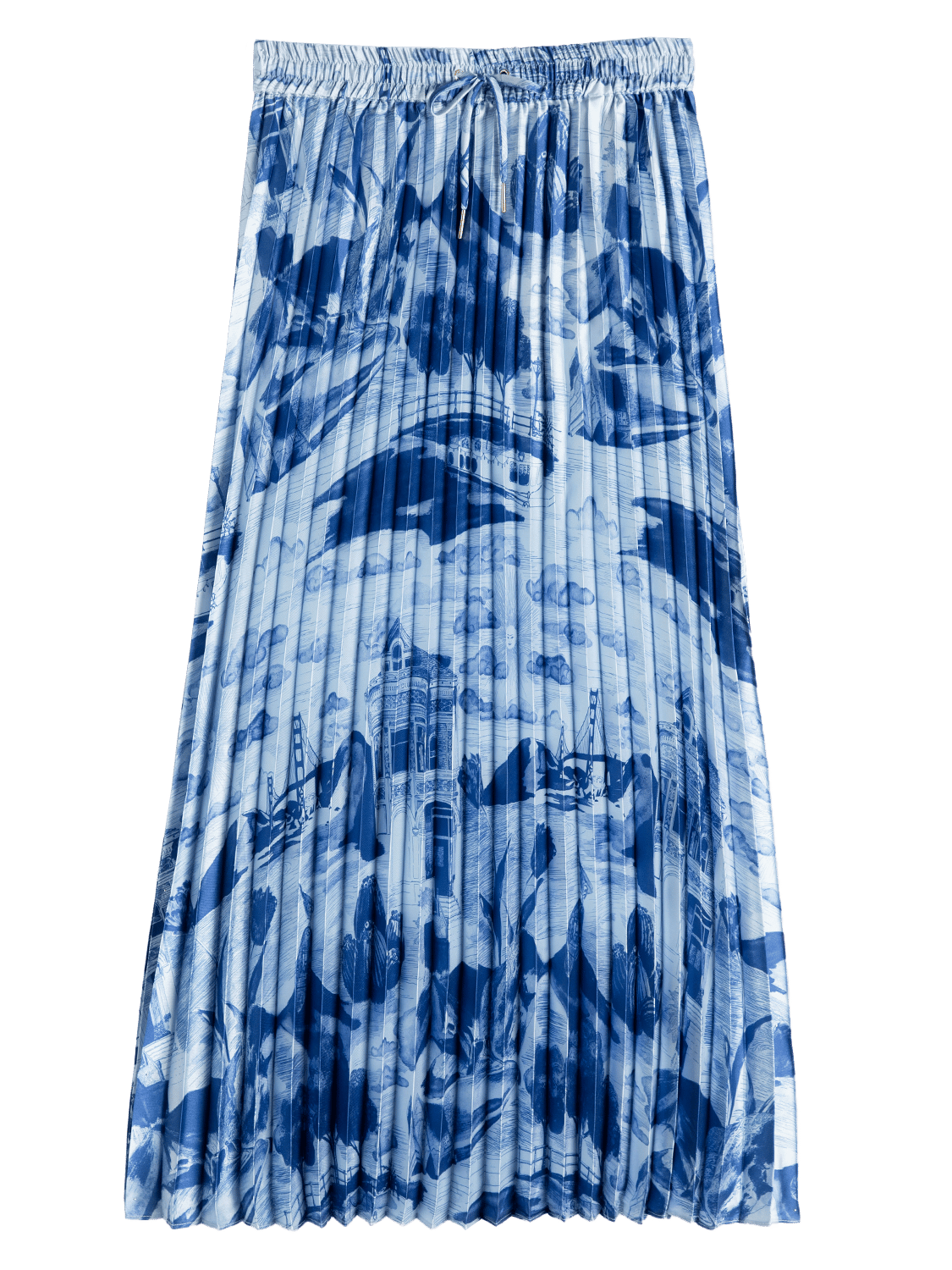 Maison Scotch - Pleated Printed Skirt - Journey Of The Free Mind Blue