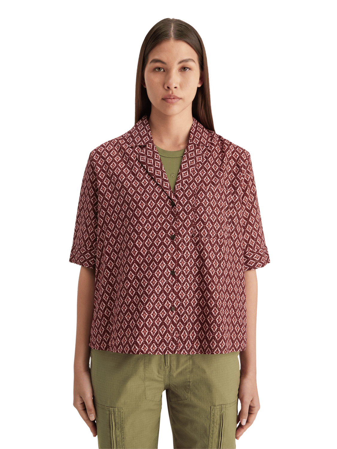 Maison Scotch - Printed SS Shirt - Geo Flower Bordeaux