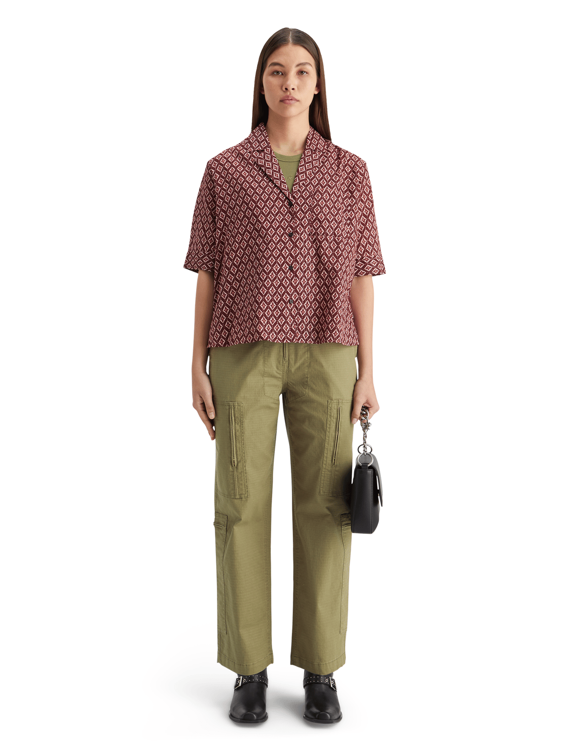 Maison Scotch - Printed SS Shirt - Geo Flower Bordeaux