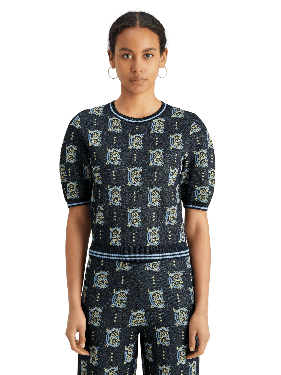 Maison Scotch - Jacquard Cropped SS Pullover - Night