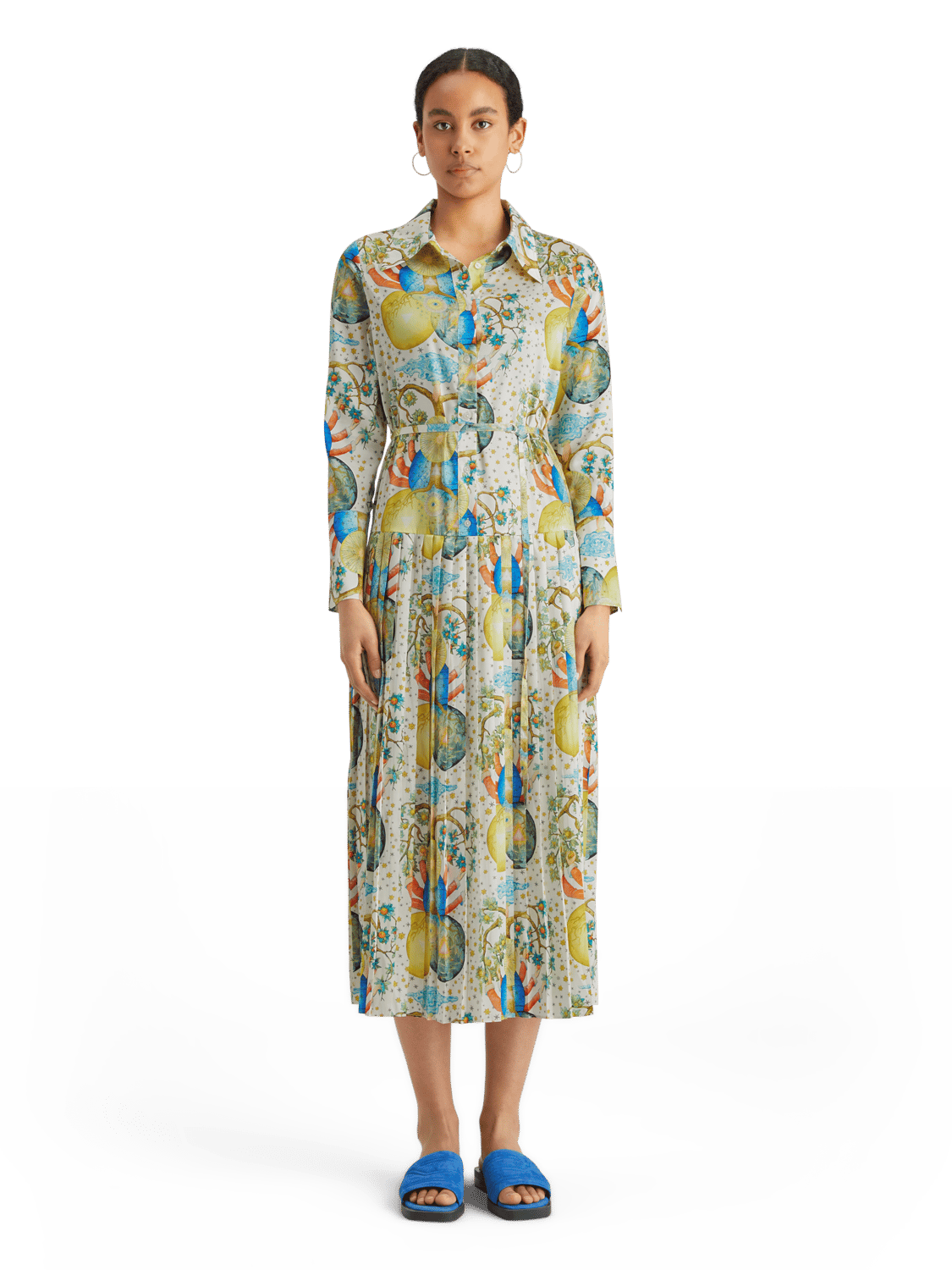 Maison Scotch - Embassy Print Pleated Maxi Dress - Embassy Tree AOP