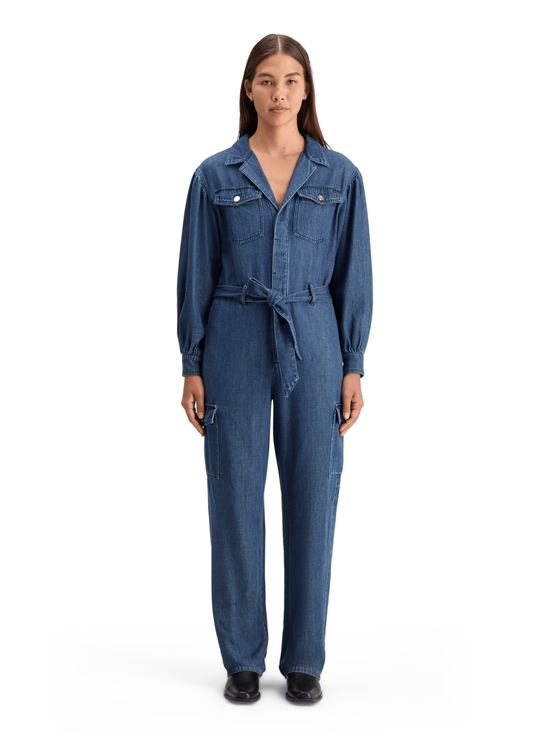 Maison Scotch - Tonal Detailing Lightweight Denim Jumpsuit - Washed Indigo